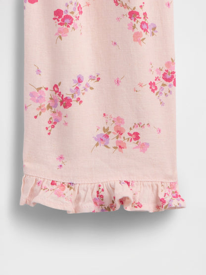 Pembe Keten Karışımı Pull-on Pantolon