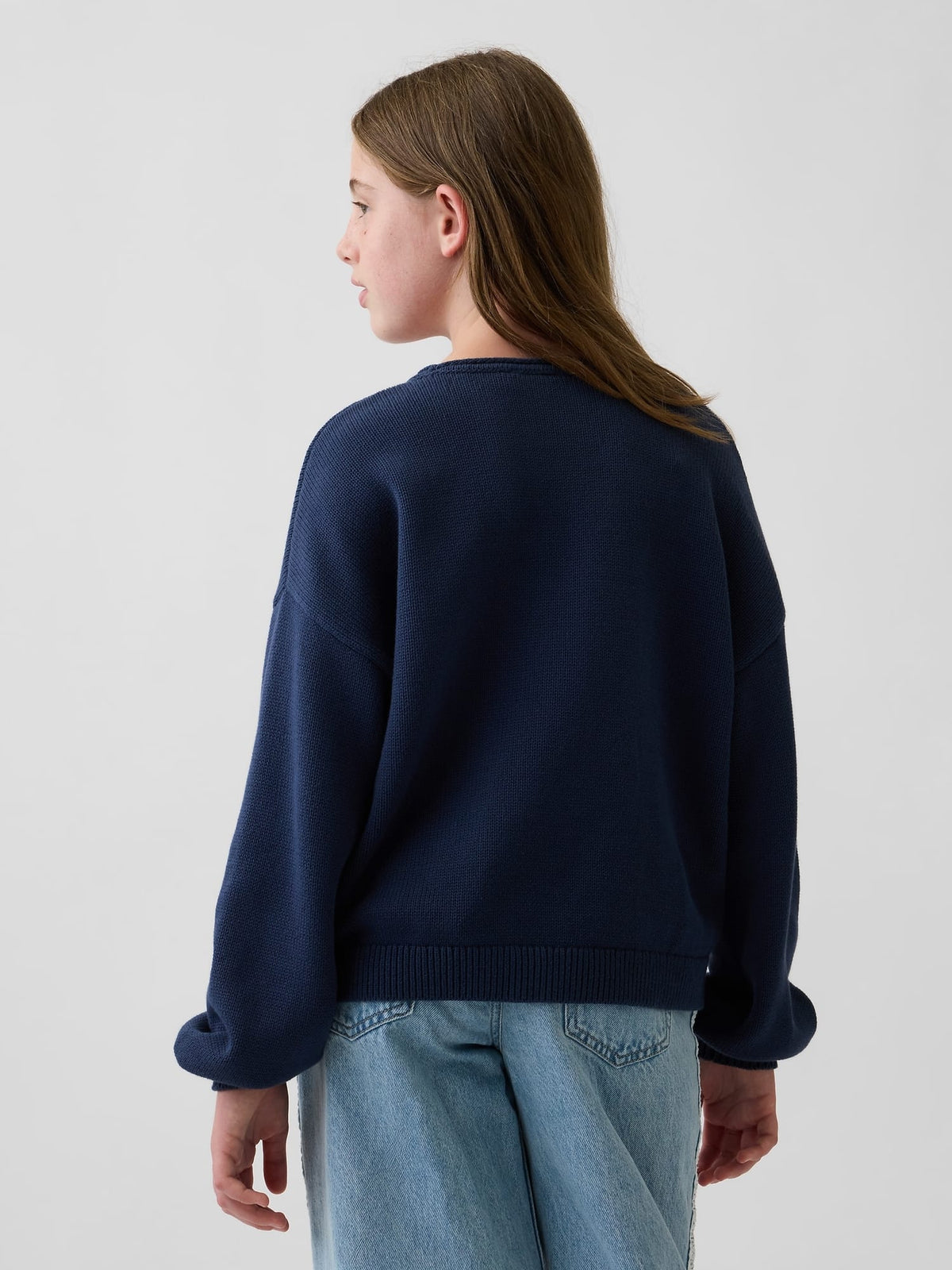 Lacivert %100 Pamuk Oversized Rollneck Kazak