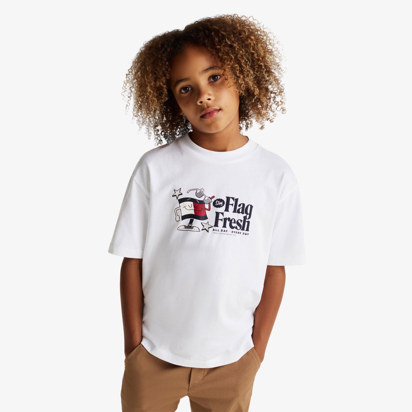 Tommy Jeans Flag Fresh Çocuk Beyaz T-shirt