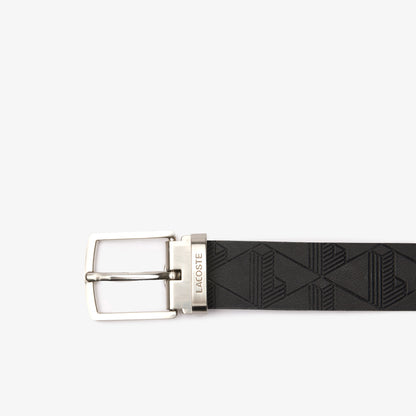 Lacoste Erkek Monogram Deri Siyah Kemer