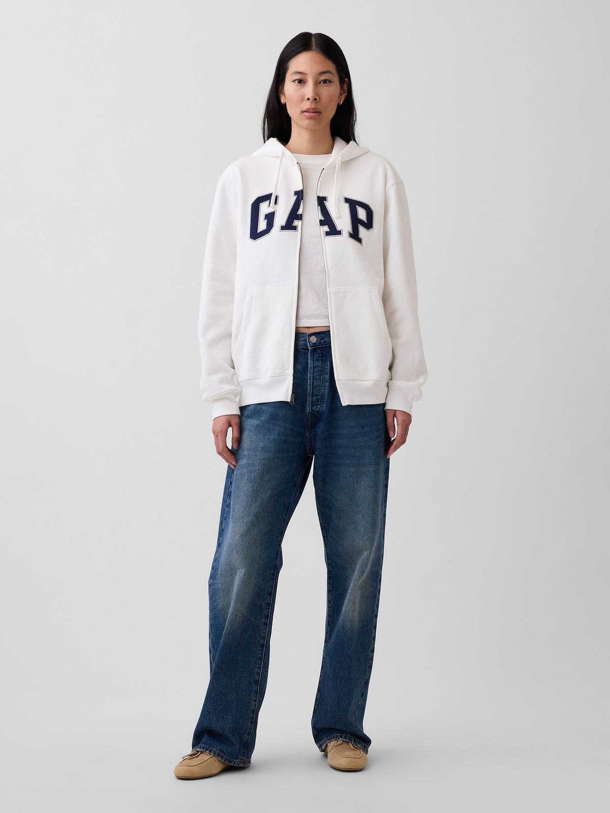 Lacivert Vintagesoft Arch Logo Tam Fermuarlı Sweatshirt
