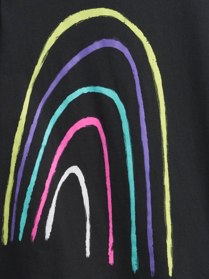 Siyah Relaxed Grafik T-shirt