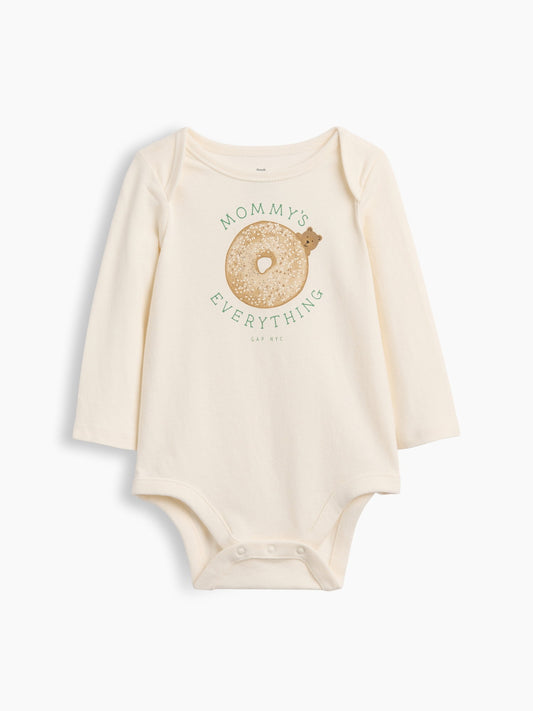 Kırık Beyaz First Favorites Organik Pamuk Grafik Baskılı Bodysuit