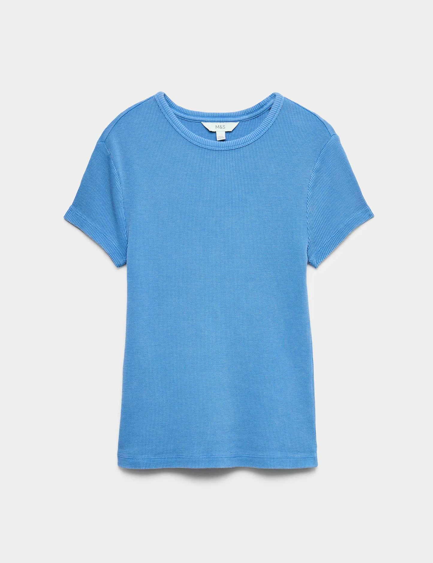 Saf Pamuk Waffle Dokulu T-shirt