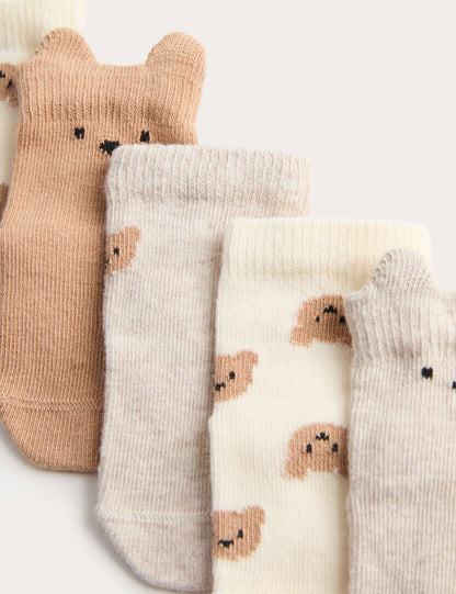 5’li Pamuk Karışımlı Spencer Bear Bebek Çorap Seti