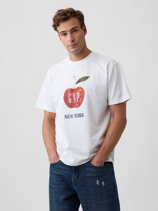 Beyaz Everyday Soft Relaxed Grafik T-shirt