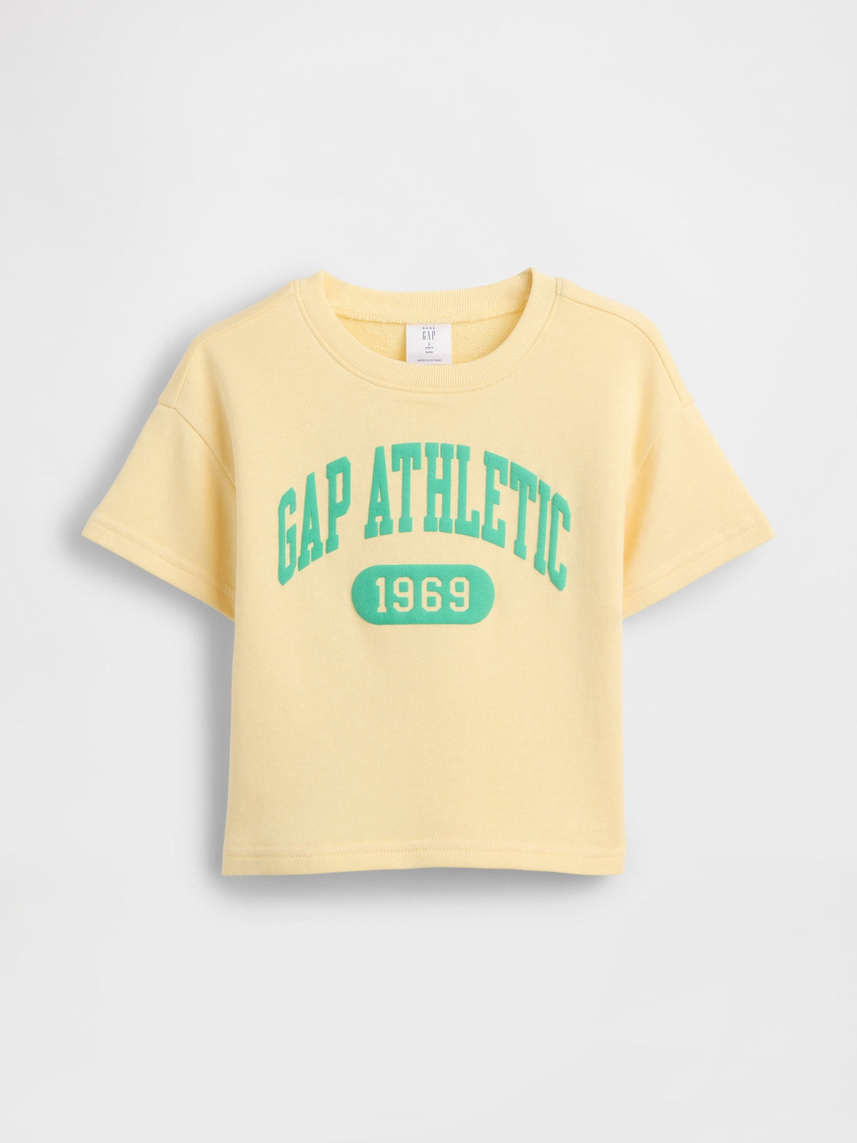 Sarı Fransız Havlu Kumaş Kısa Kol Sweatshirt