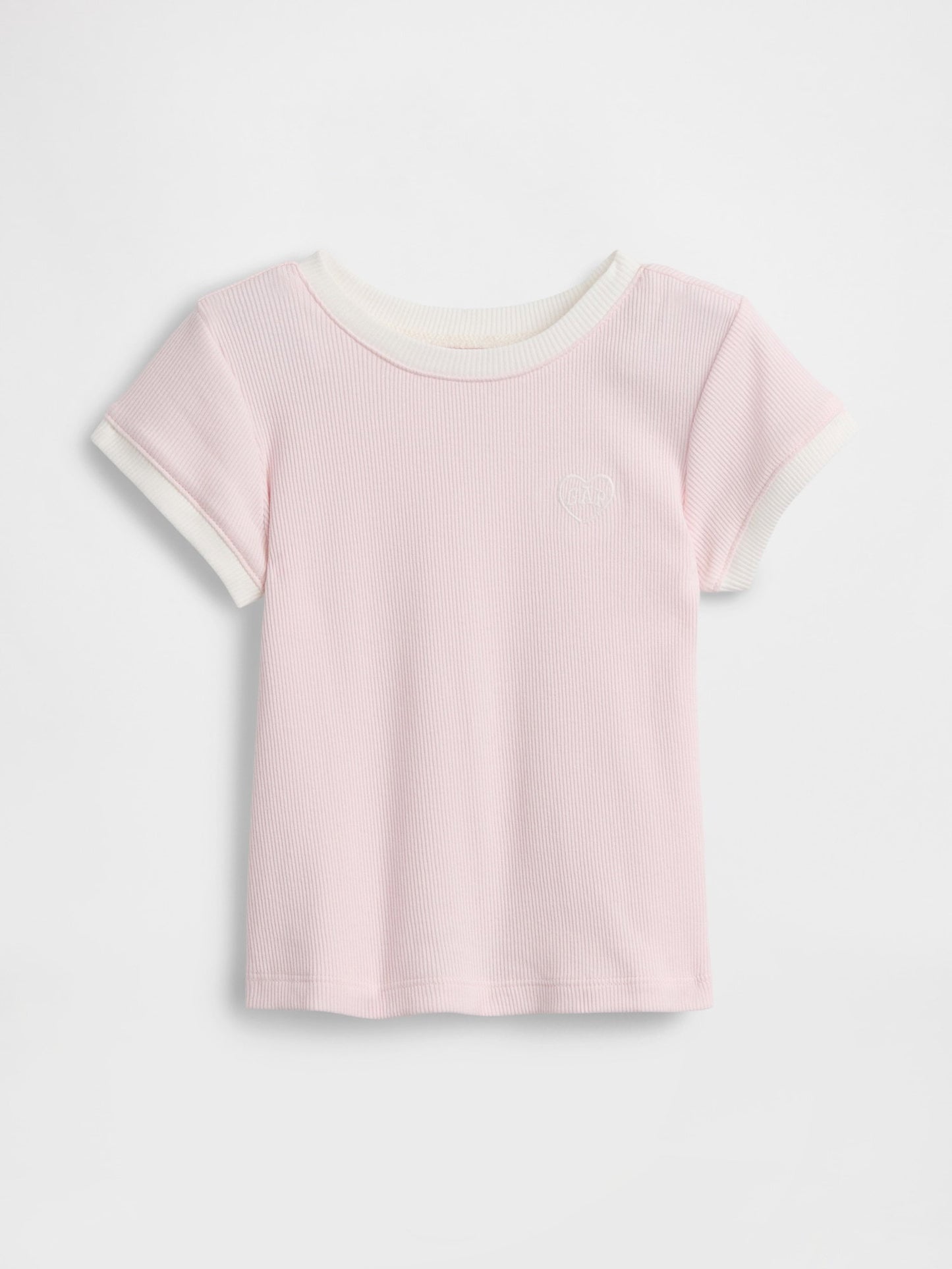Açık Pembe Logo Fitilli Ringer T-shirt