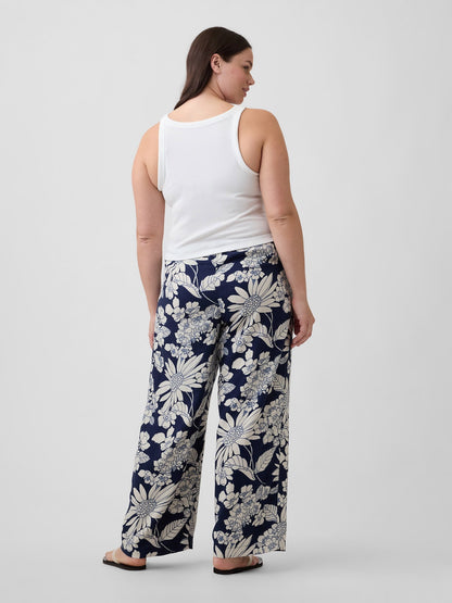 Lacivert Mid Rise Pull-on Wide-leg Pantolon