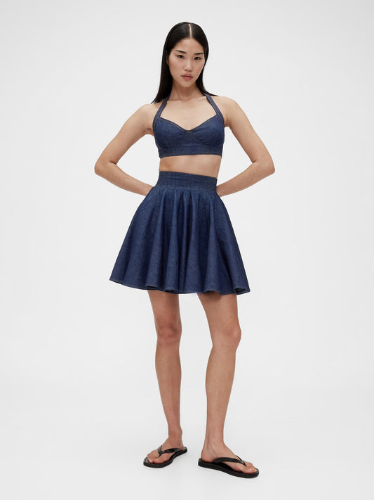 Lacivert Gapstudio Pileli Denim Mini Etek