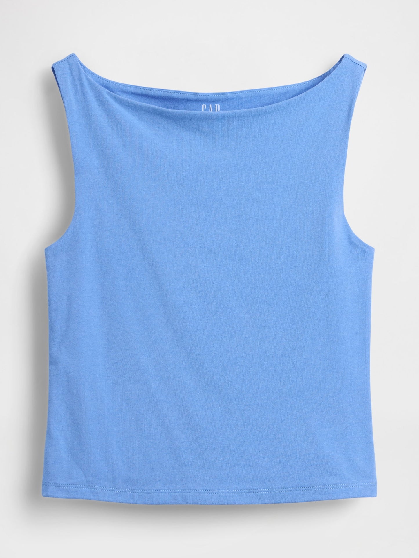 Açık Mavi Closeknit Jersey Botneck Kısa Kolsuz Üst