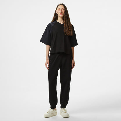 Emporio Armani Raglan Bloklu Kadın Siyah Crop T-shirt