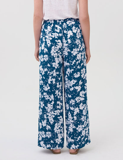 Çiçek Desenli Wide Leg Pantolon