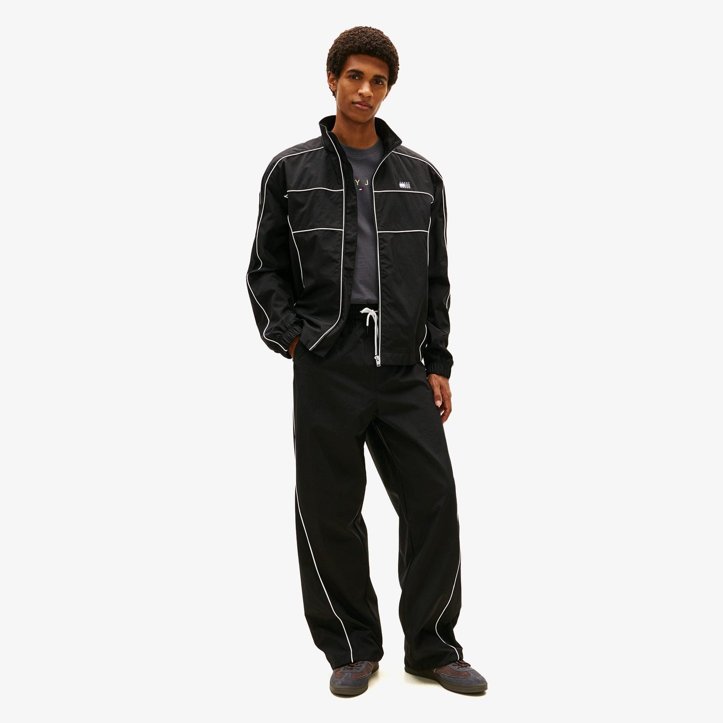 Tommy Hilfiger Theo Parachute Track Erkek Siyah Pantolon