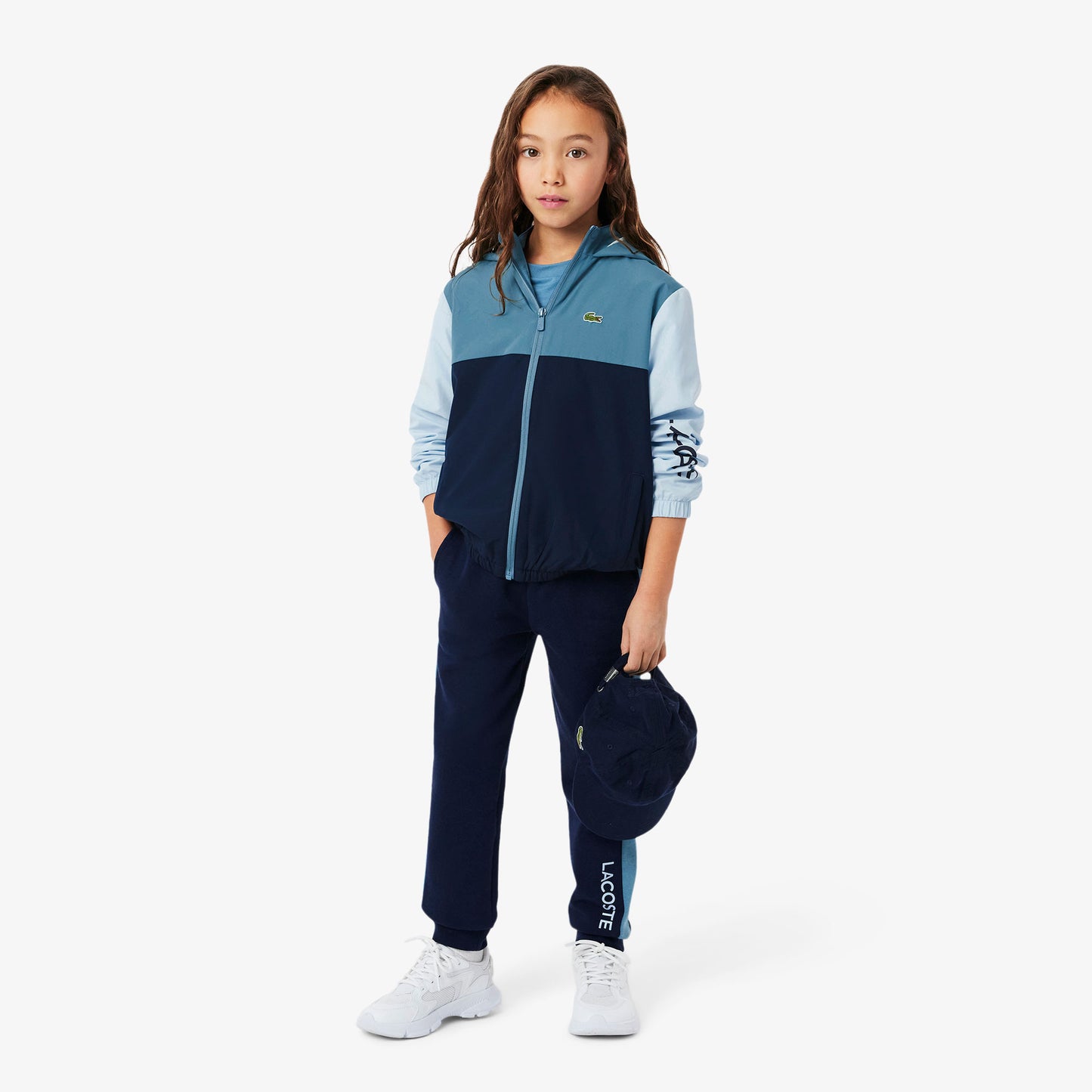 Lacoste Çocuk Kapüşonlu Renk Bloklu Lacivert Ceket