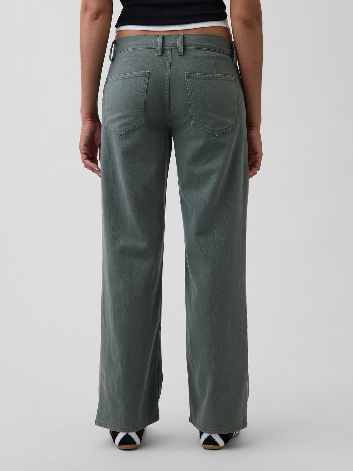 Yeşil Low Rise '90s Loose Khaki Pantolon