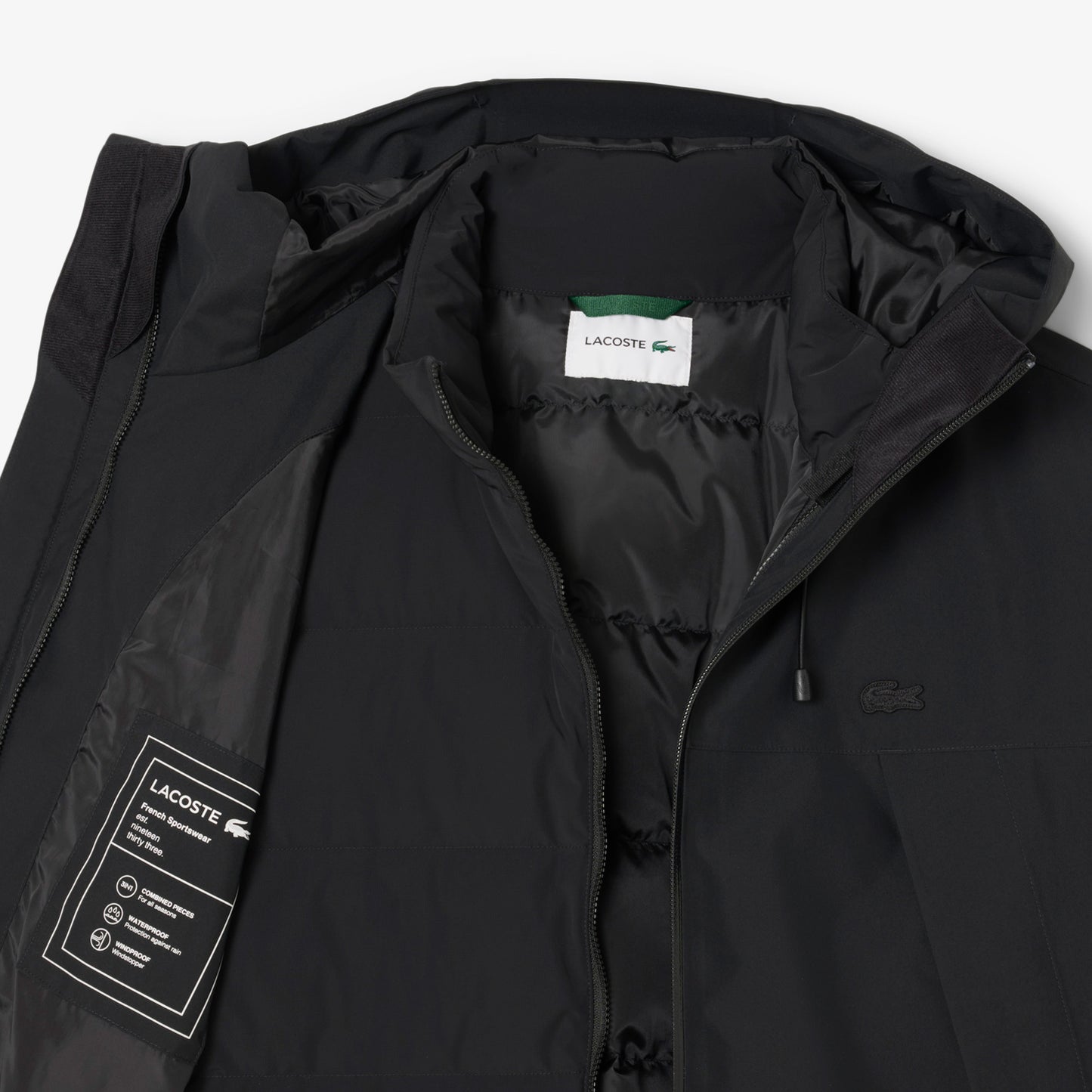 Lacoste Erkek Classic Fit Kapüşonlu Siyah Mont