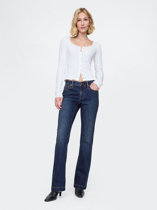 Koyu Mavi Low Rise Bootcut Jean Pantolon
