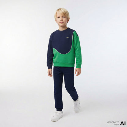 Lacoste Colour Block Fleece Çocuk Lacivert/yeşil Sweatshirt
