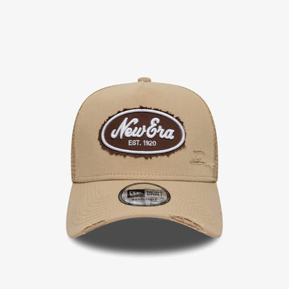 New Era Oval Canvas Distress Trucker Unisex Bej Şapka