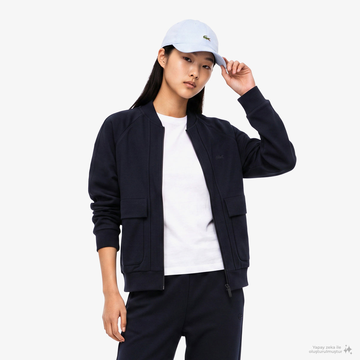 Lacoste Regular Fit Kadın Lacivert Sweatshirt