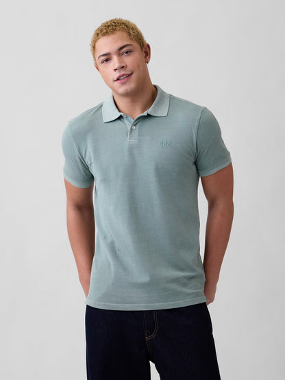 Yeşil Gap Logo Piqué Polo Yaka T-shirt