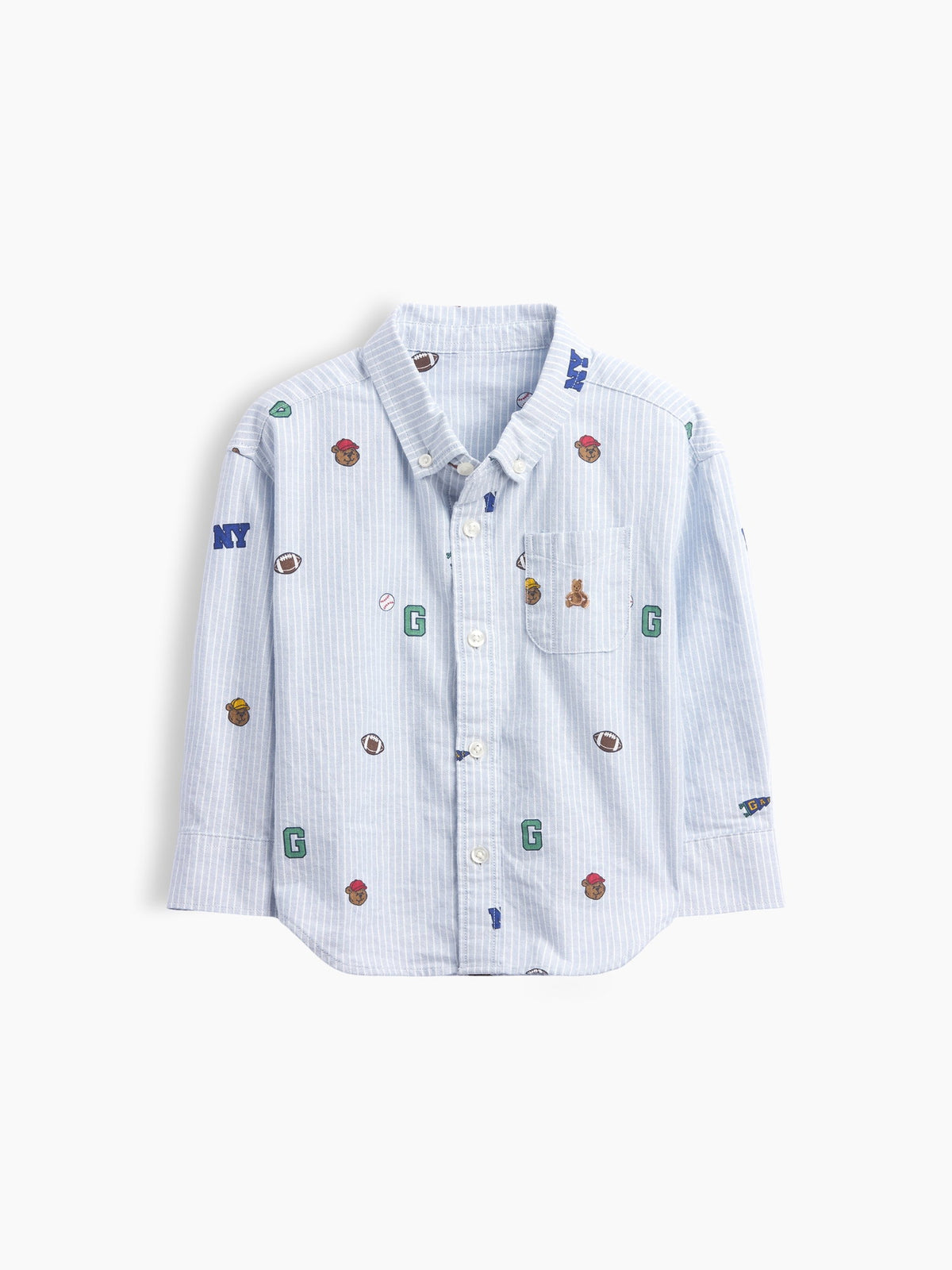 Mavi Baskılı Oxford Oversize Gömlek