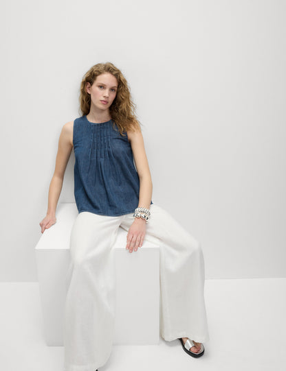 Saf Pamuk Denim Bluz