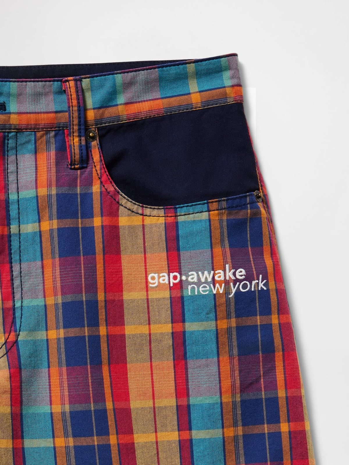 Çok Renkli Gap × Awake Ny Kareli Kanvas Baggy Şort
