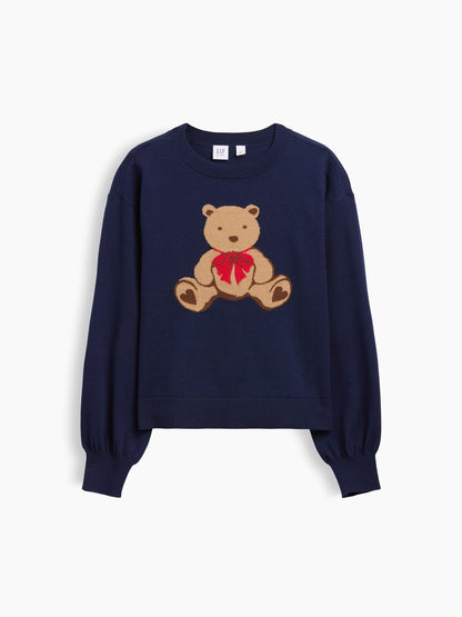 Lacivert Relaxed Intarsia Kazak