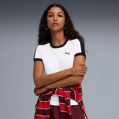 Puma T7 Slim Kadın Beyaz T-shirt