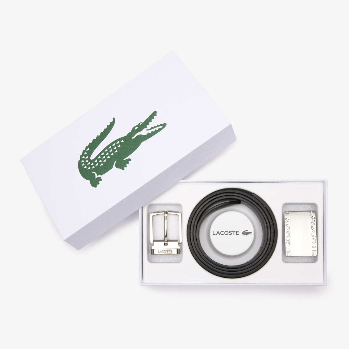 Lacoste Erkek Monogram Deri Siyah Kemer