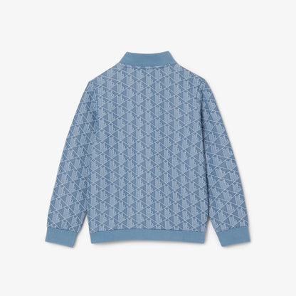 Lacoste Çocuk Fermuarlı Monogram Mavi Sweatshirt