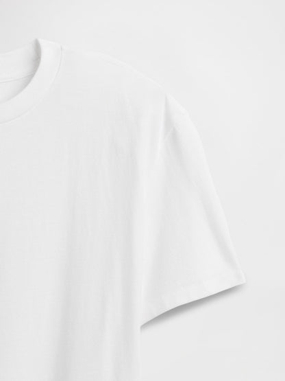 Beyaz Bisiklet Yaka T-shirt
