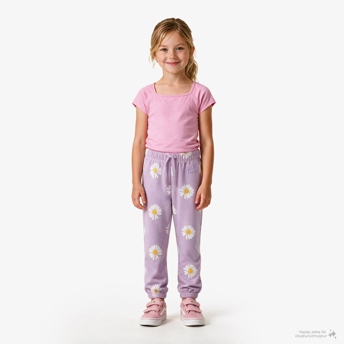 Gap Relaxed Logo Fransız Havlu Kumaş Çocuk Mor Eşofman Altı
