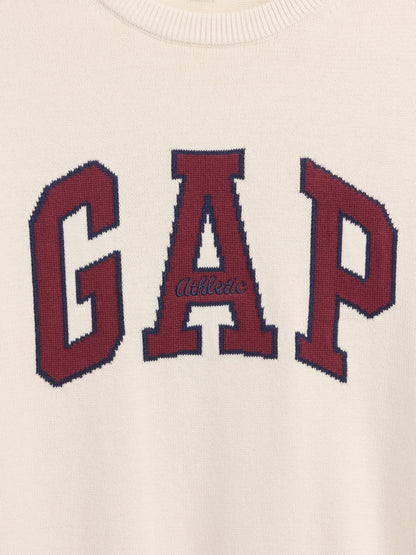 Krem Relaxed Gap Logo Intarsia Kazak