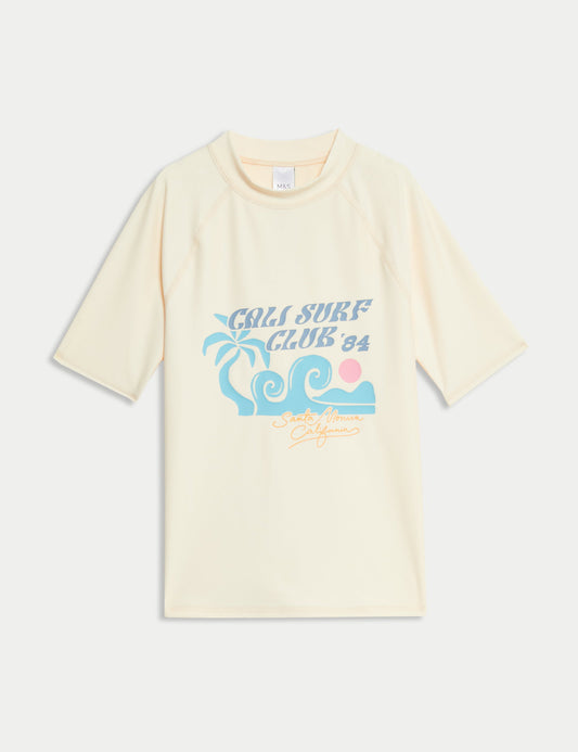 Cali Surf Club Desenli Kısa Kollu Deniz Tişörtü (6–16 Yaş)