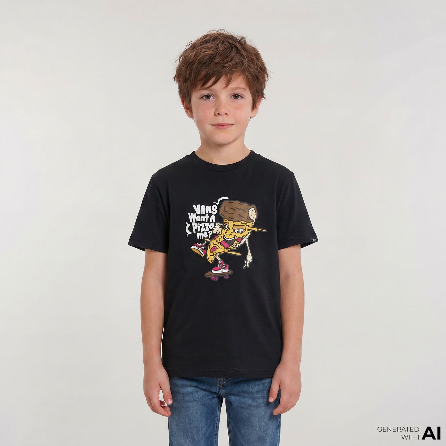 Vans Pizza Me Ss Çocuk Siyah T-shirt
