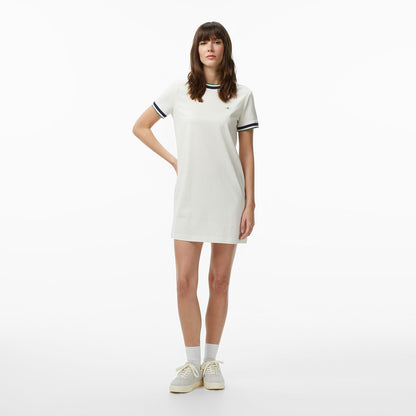 Calvin Klein Monogram Stripe Trim Mini Kadın Beyaz Elbise