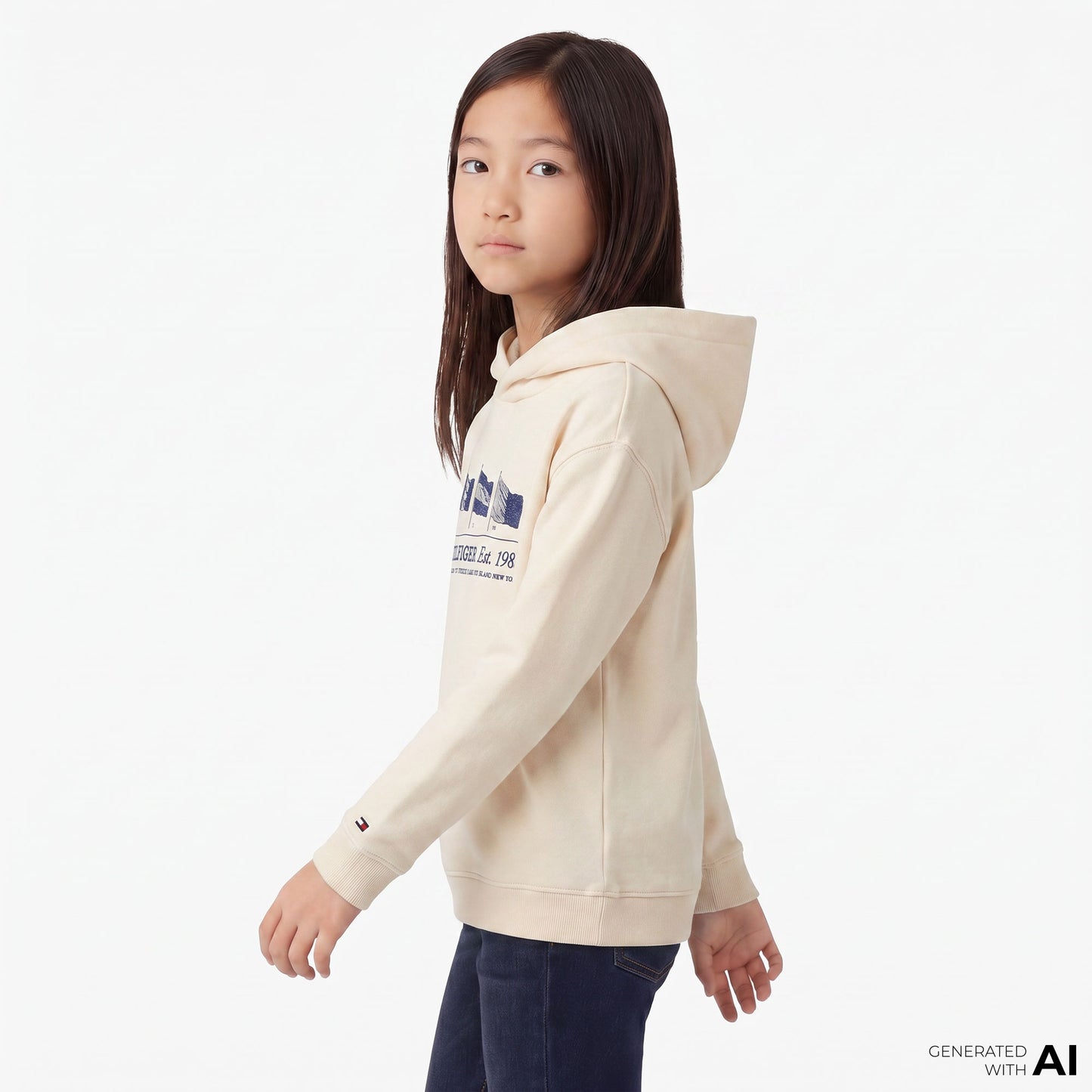 Tommy Hilfiger Waving Flag Çocuk Bej Hoodie