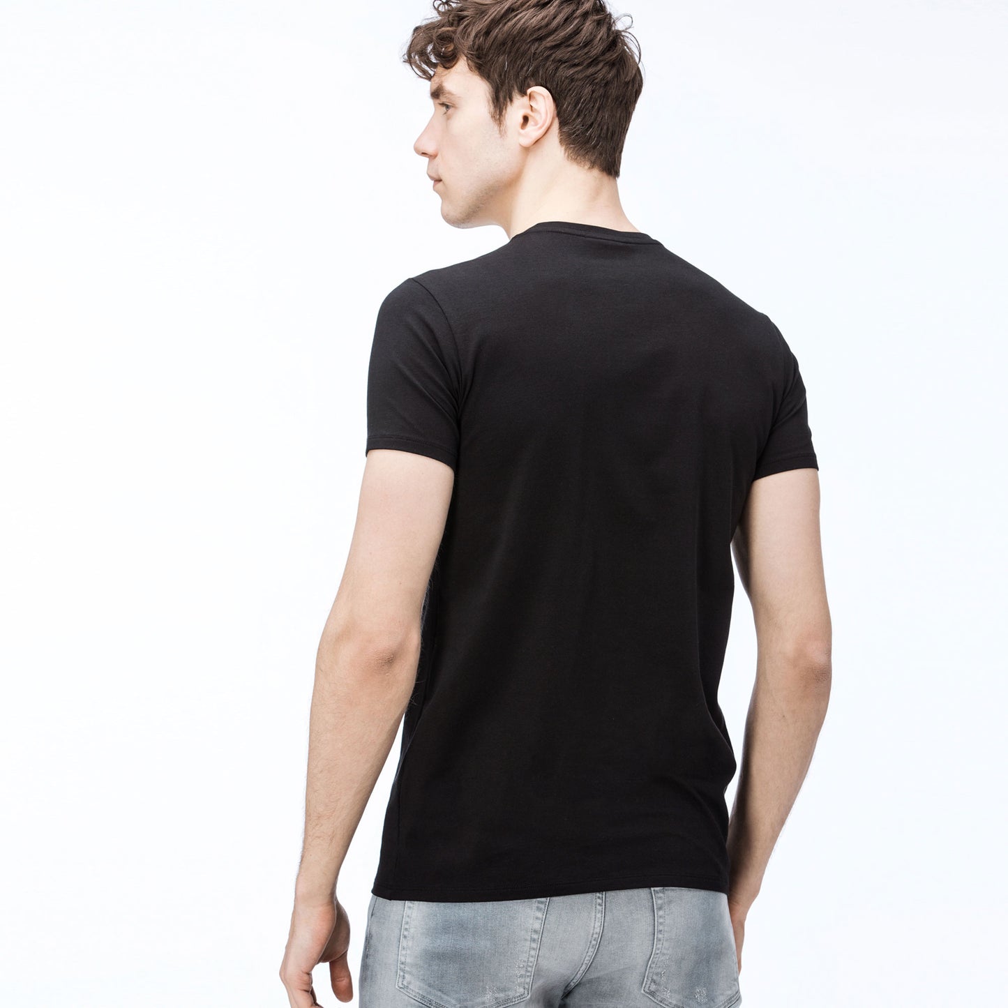 Lacoste Erkek Slim Fit V Yaka Siyah T-shirt