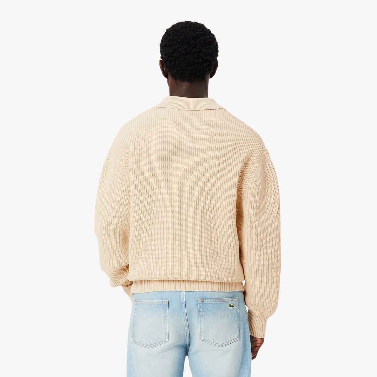 Lacoste Erkek Relaxed Fit Polo Yaka Bej Kazak