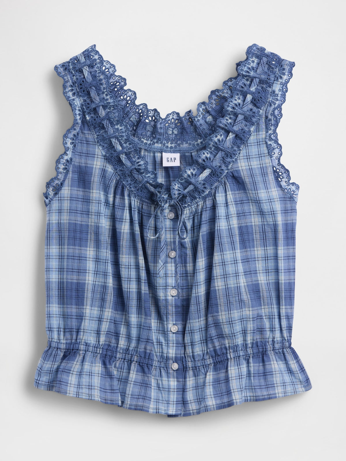 Mavi Eyelet Tie-front Crop Peplum Bluz
