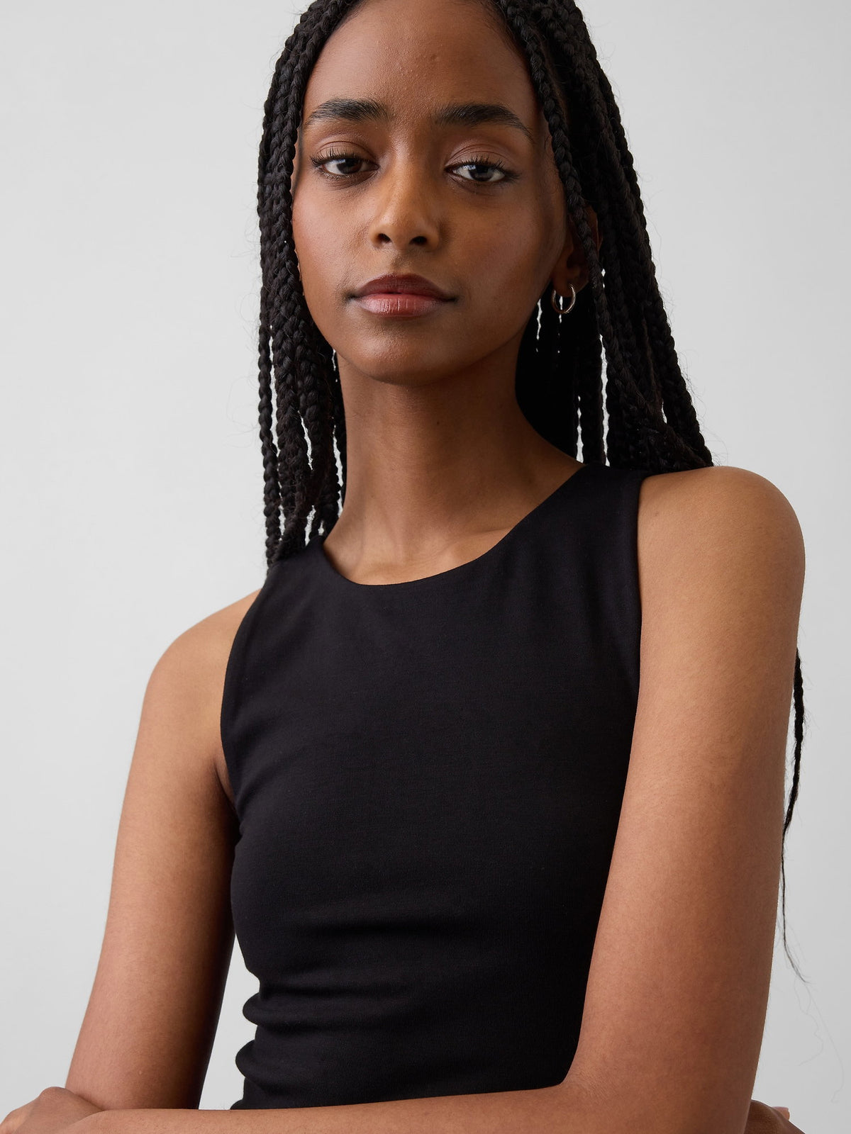 Siyah Crop Halter Tank Top