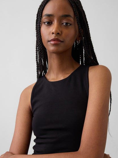 Siyah Crop Halter Tank Top