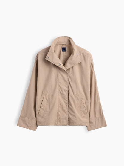 Bej Poplin Oversized Anorak Ceket