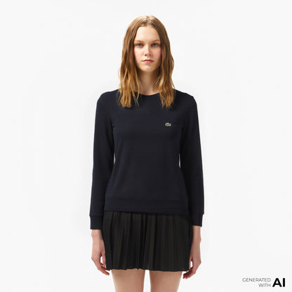 Lacoste Kadın Relaxed Fit Bisiklet Yaka Lacivert Sweatshirt