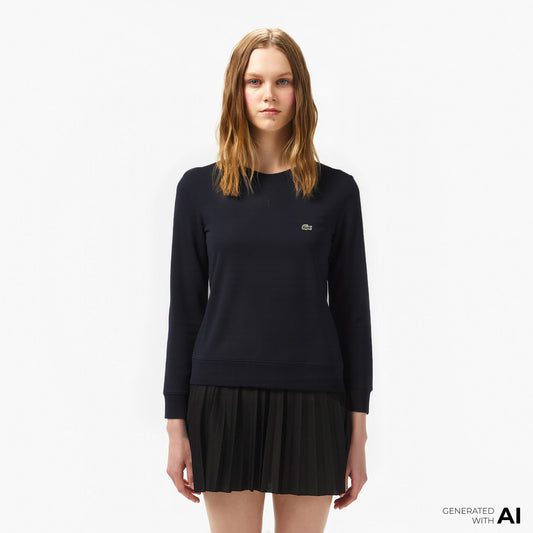 Lacoste Kadın Relaxed Fit Bisiklet Yaka Lacivert Sweatshirt