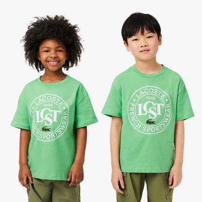Lacoste Çocuk Bisiklet Yaka Baskılı Yeşil T-shirt