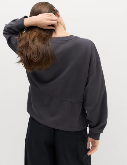 Saf Pamuklu Büzgülü Bel Detaylı Sweatshirt